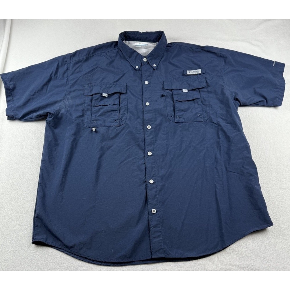 Columbia pfg men SS Omni Shade vented shirt size XL blue fishing outdoor